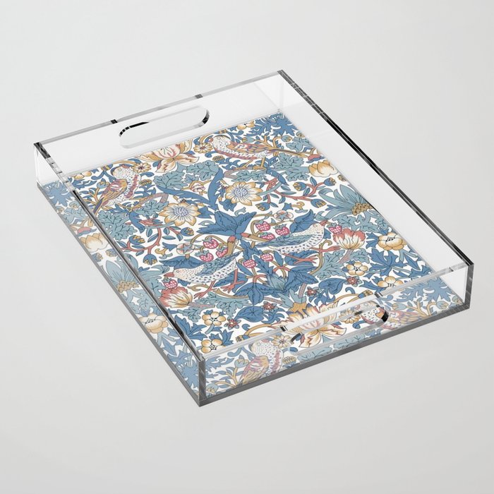 William Morris Strawberry Thief Pastel Blue Floral Acrylic Tray Gallery Image 1