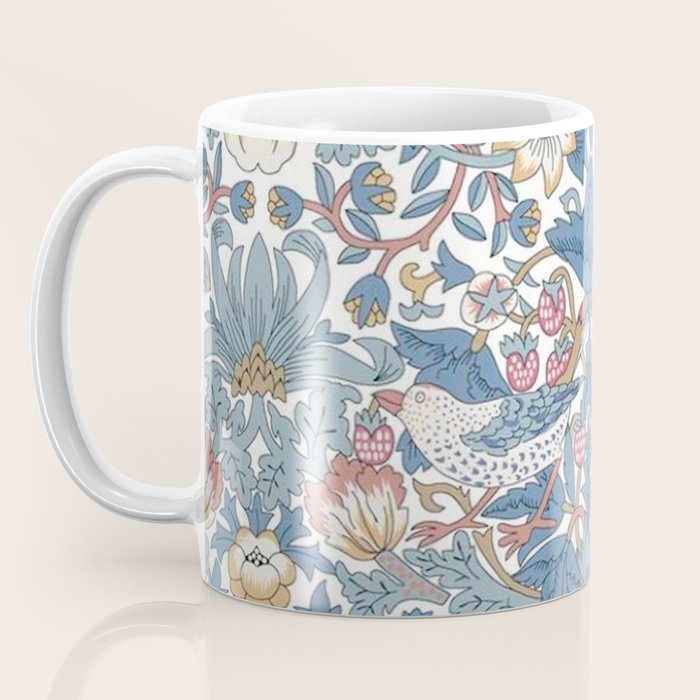 William Morris Strawberry Thief Pastel Blue Floral Coffee Mug Gallery Image 3