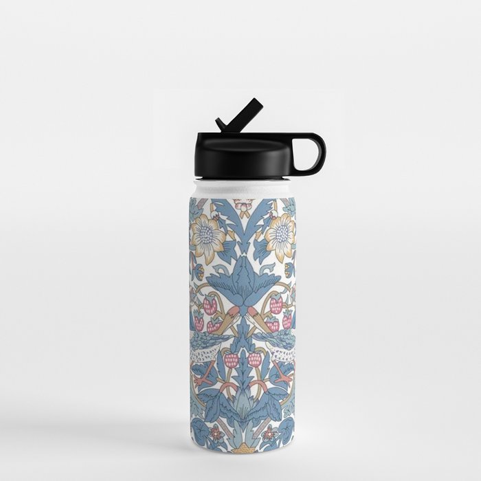 William Morris Strawberry Thief Pastel Blue Floral Water Bottle Gallery Image 1