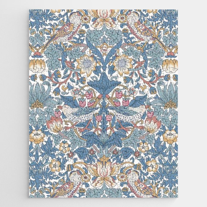 William Morris Strawberry Thief Pastel Blue Floral Jigsaw Puzzle Gallery Image 1