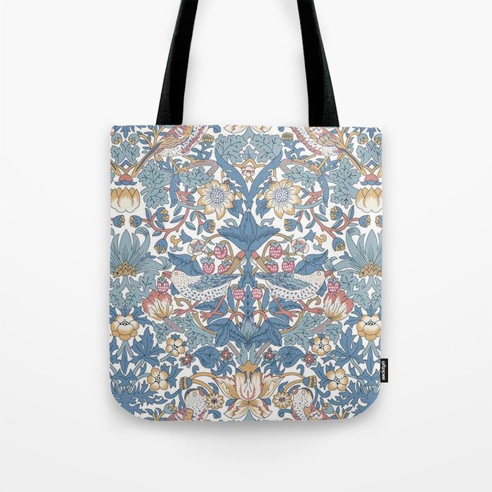 William Morris Strawberry Thief Pastel Blue Floral Tote Bag Gallery Image 1