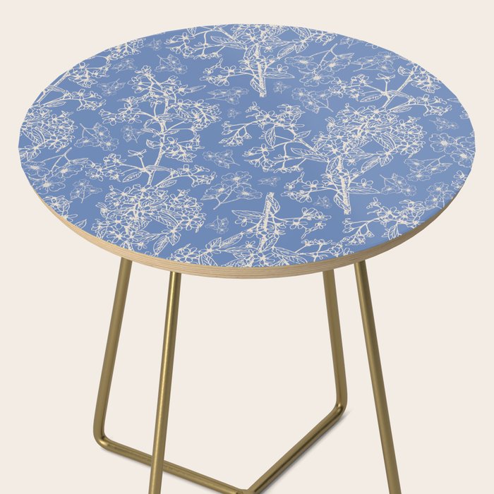 Grasmere Garden Vintage Modern Botanical Pattern Periwinkle Blue Cream Side Table Gallery Image 2