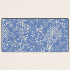 Grasmere Garden Vintage Modern Botanical Pattern Periwinkle Blue Cream Desk Mat Gallery Image 3