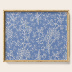 Grasmere Garden Vintage Modern Botanical Pattern Periwinkle Blue Cream Serving Tray Gallery Image 1