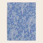 Grasmere Garden Vintage Modern Botanical Pattern Periwinkle Blue Cream Poster Gallery Image 4