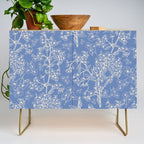 Grasmere Garden Vintage Modern Botanical Pattern Periwinkle Blue Cream Credenza Gallery Image 1