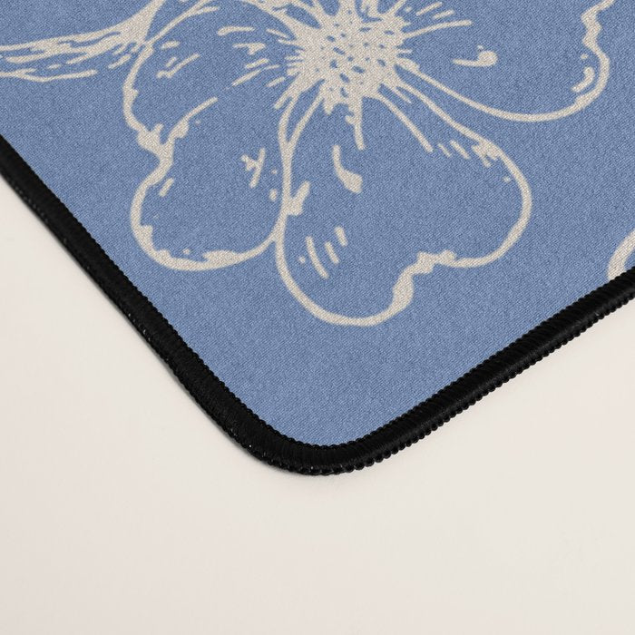 Grasmere Garden Vintage Modern Botanical Pattern Periwinkle Blue Cream Desk Mat Gallery Image 4