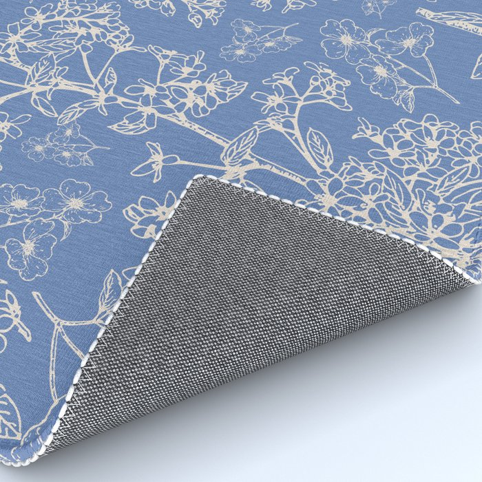 Grasmere Garden Vintage Modern Botanical Pattern Periwinkle Blue Cream Rug Gallery Image 4