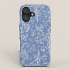 Grasmere Garden Vintage Modern Botanical Pattern Periwinkle Blue Cream iPhone Case Gallery Image 1