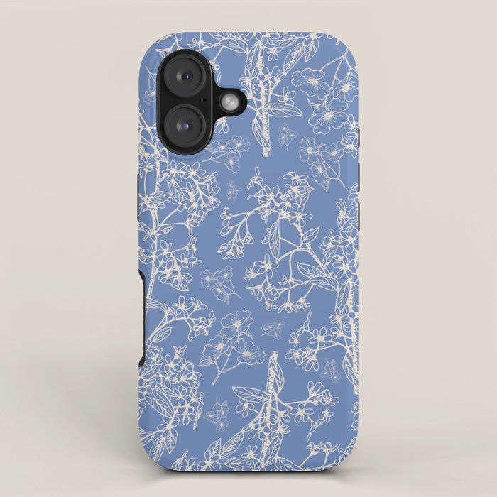Grasmere Garden Vintage Modern Botanical Pattern Periwinkle Blue Cream iPhone Case Gallery Image 1