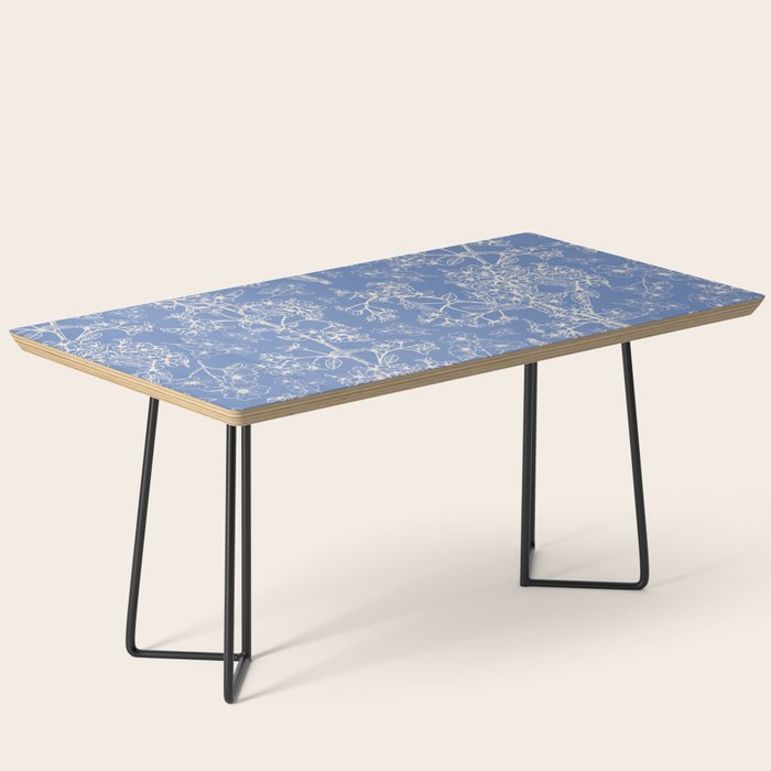 Grasmere Garden Vintage Modern Botanical Pattern Periwinkle Blue Cream Coffee Table Gallery Image 1