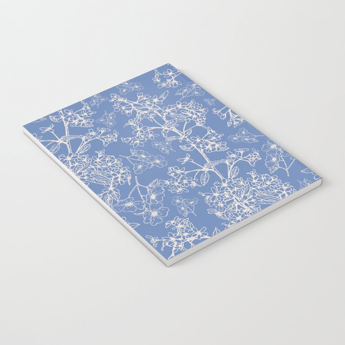 Grasmere Garden Vintage Modern Botanical Pattern Periwinkle Blue Cream Notebook Gallery Image 3