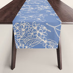 Grasmere Garden Vintage Modern Botanical Pattern Periwinkle Blue Cream Table Runner Gallery Image 1