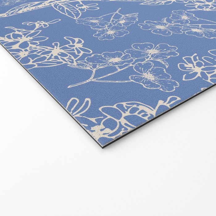 Grasmere Garden Vintage Modern Botanical Pattern Periwinkle Blue Cream Welcome Mat Gallery Image 2