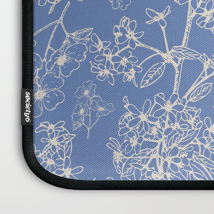 Grasmere Garden Vintage Modern Botanical Pattern Periwinkle Blue Cream Laptop Sleeve Gallery Image 3