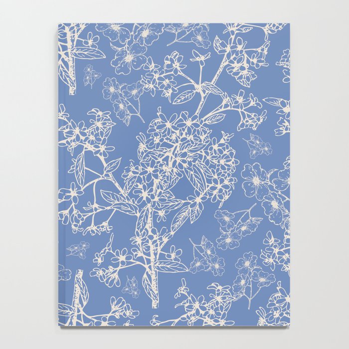 Grasmere Garden Vintage Modern Botanical Pattern Periwinkle Blue Cream Notebook Gallery Image 4