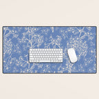 Grasmere Garden Vintage Modern Botanical Pattern Periwinkle Blue Cream Desk Mat Gallery Image 1