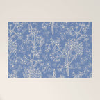 Grasmere Garden Vintage Modern Botanical Pattern Periwinkle Blue Cream Welcome Mat Gallery Image 1