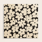 Black & White Flower - 70's White Daisies Wood Wall Art Gallery Image 1