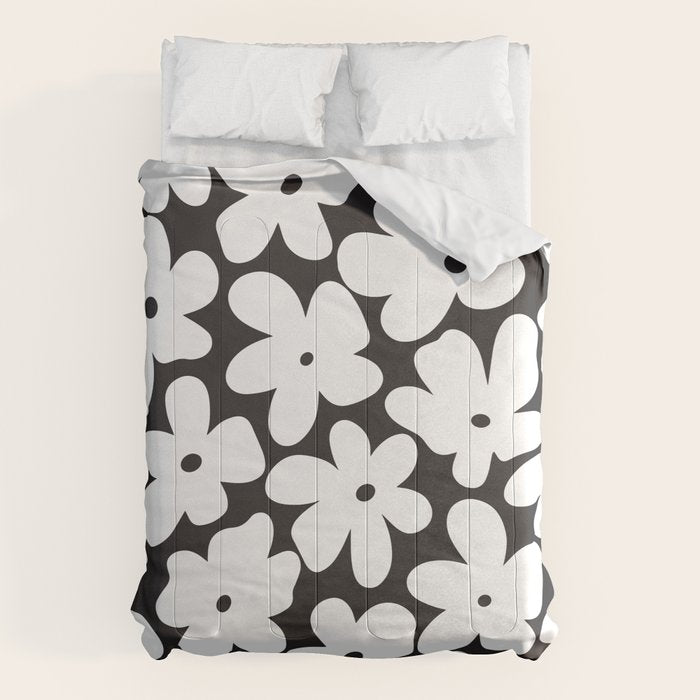 Black & White Flower - 70's White Daisies Comforter Gallery Image 6