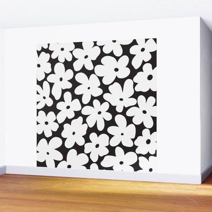 Black & White Flower - 70's White Daisies Wall Mural Gallery Image 2