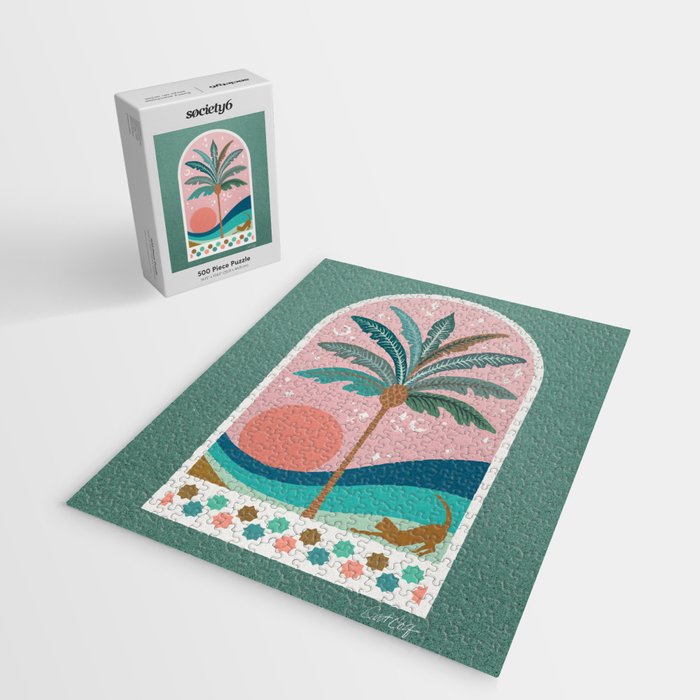Moorish Framed Palm Tree - Mint & Blush Jigsaw Puzzle Gallery Image 2