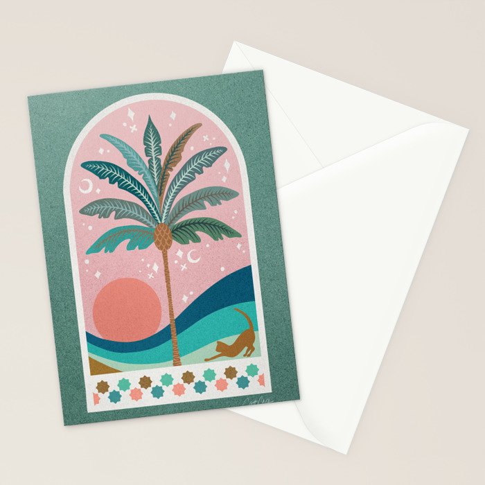 Moorish Framed Palm Tree - Mint & Blush Stationery Card Gallery Image 2