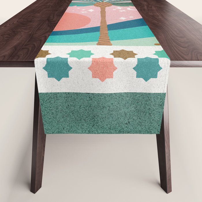 Moorish Framed Palm Tree - Mint & Blush Table Runner Gallery Image 1