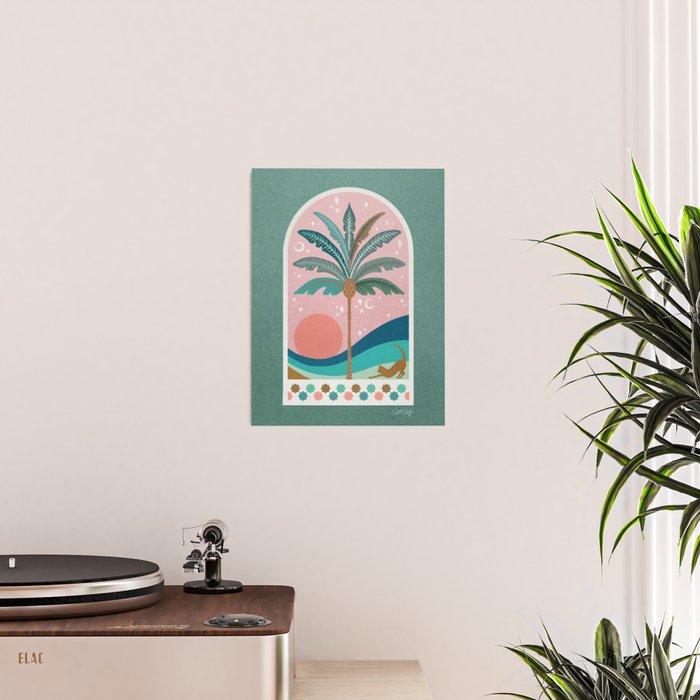 Moorish Framed Palm Tree - Mint & Blush Poster Gallery Image 2