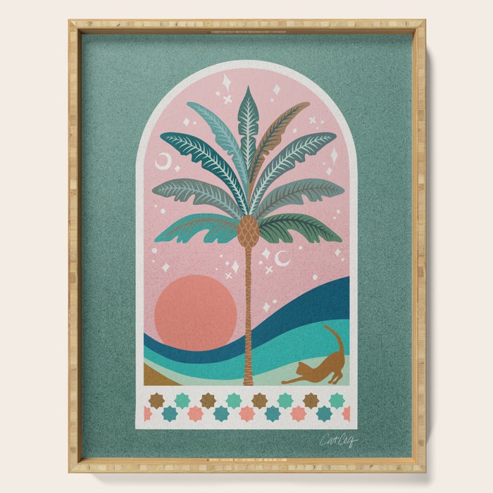 Moorish Framed Palm Tree - Mint & Blush Serving Tray Gallery Image 1
