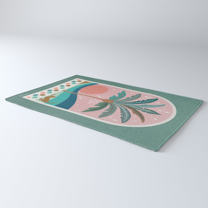 Moorish Framed Palm Tree - Mint & Blush Rug Gallery Image 3