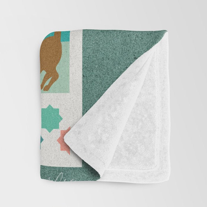 Moorish Framed Palm Tree - Mint & Blush Throw Blanket Gallery Image 3