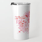 Lotus Blossom Mandala - Red & Pink Palette Travel Mug Gallery Image 3