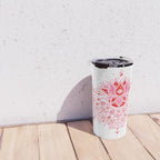 Lotus Blossom Mandala - Red & Pink Palette Travel Mug Gallery Image 4