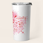 Lotus Blossom Mandala - Red & Pink Palette Travel Mug Gallery Image 2