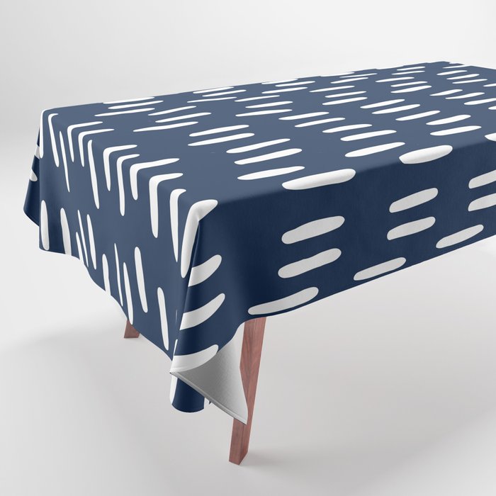 Boho Raindrops in Navy Blue Tablecloth Gallery Image 1