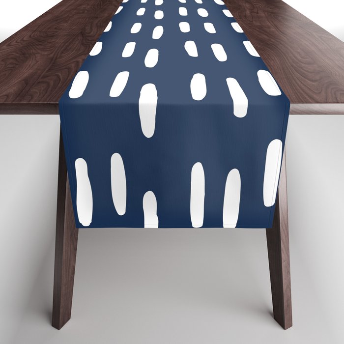 Boho Raindrops in Navy Blue Table Runner Gallery Image 1