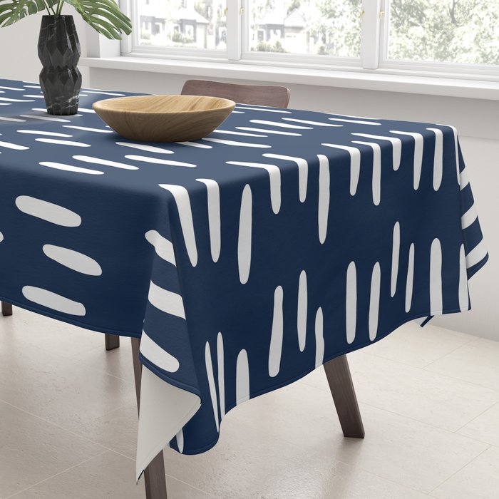 Boho Raindrops in Navy Blue Tablecloth Gallery Image 3