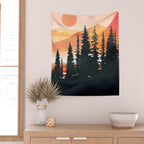 Pine Forest Sunset 2 Wall Tapestry Gallery Image 2