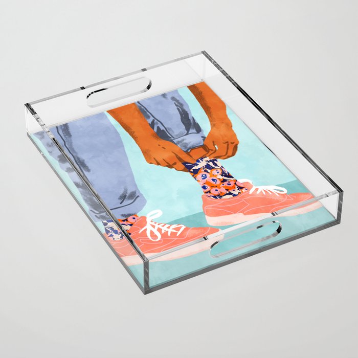Pull Up Those Pretty Socks! | Optimism Hustle Positivity | Good Vibes Luck Pop Art Acrylic Tray Gallery Image 1