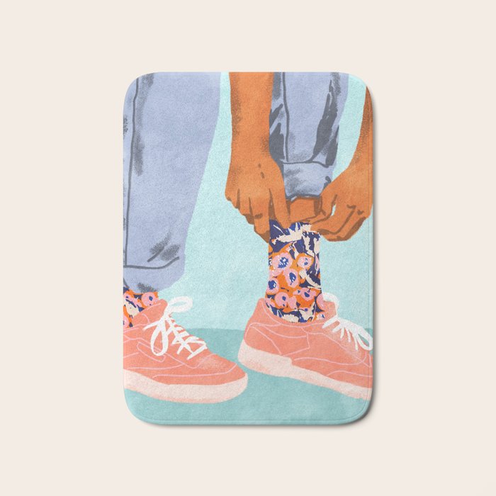 Pull Up Those Pretty Socks! | Optimism Hustle Positivity | Good Vibes Luck Pop Art Bath Mat Gallery Image 1