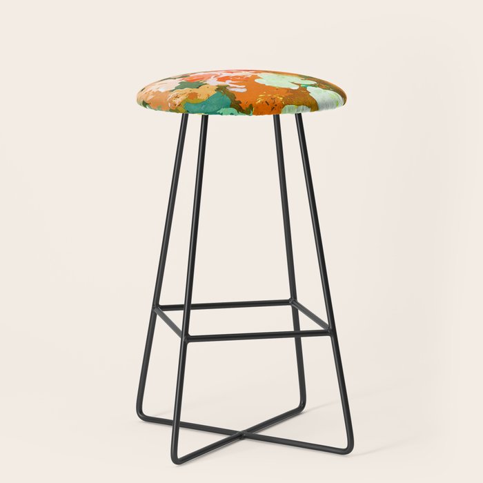 Velvet Floral, Summer Eclectic Botanical Blossom Blush Painting, Nature Colorful Garden Illustration Stool Gallery Image 1