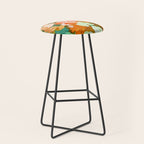 Velvet Floral, Summer Eclectic Botanical Blossom Blush Painting, Nature Colorful Garden Illustration Stool Gallery Image 1