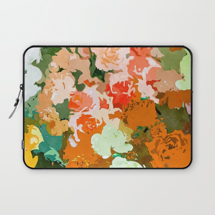 Velvet Floral, Summer Eclectic Botanical Blossom Blush Painting, Nature Colorful Garden Illustration Laptop Sleeve Gallery Image 1