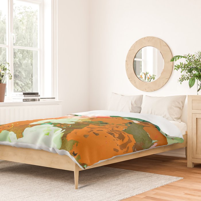 Velvet Floral, Summer Eclectic Botanical Blossom Blush Painting, Nature Colorful Garden Illustration Duvet Cover Gallery Image 2