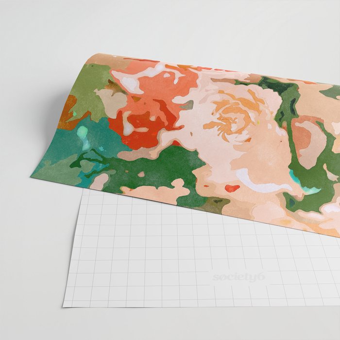 Velvet Floral, Summer Eclectic Botanical Blossom Blush Painting, Nature Colorful Garden Illustration Wrapping Paper Gallery Image 2