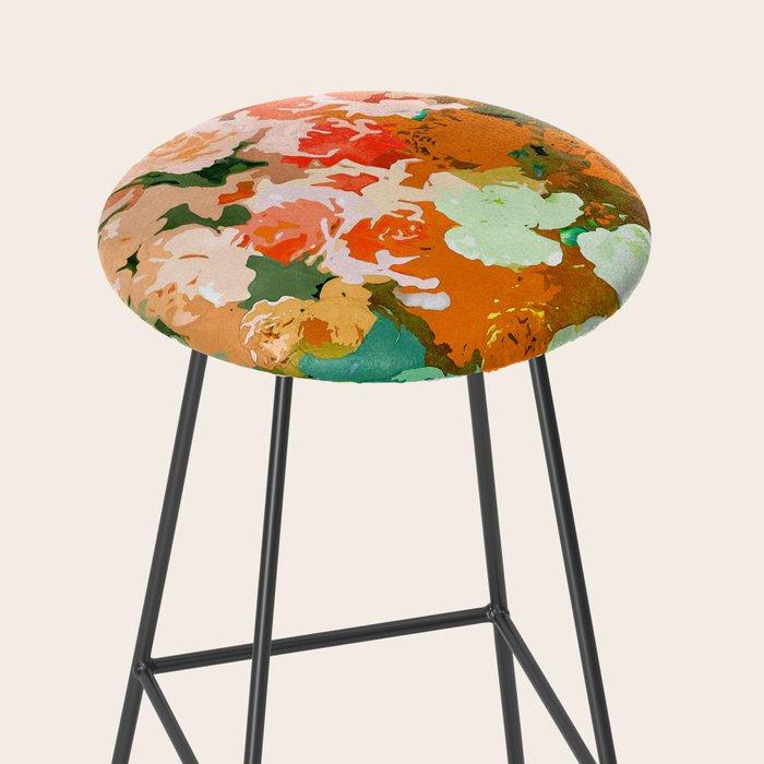 Velvet Floral, Summer Eclectic Botanical Blossom Blush Painting, Nature Colorful Garden Illustration Stool Gallery Image 2