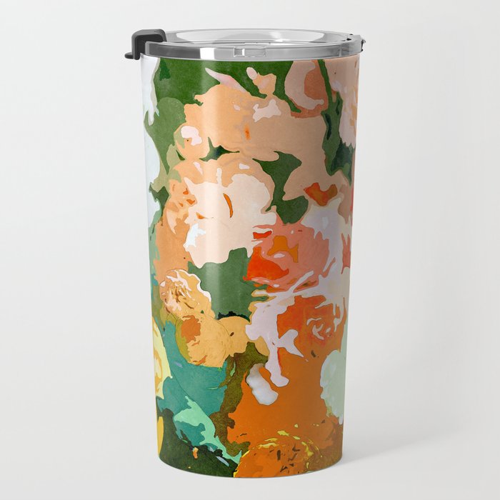 Velvet Floral, Summer Eclectic Botanical Blossom Blush Painting, Nature Colorful Garden Illustration Travel Mug Gallery Image 3