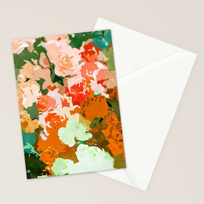 Velvet Floral, Summer Eclectic Botanical Blossom Blush Painting, Nature Colorful Garden Illustration Stationery Card Gallery Image 2
