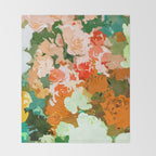 Velvet Floral, Summer Eclectic Botanical Blossom Blush Painting, Nature Colorful Garden Illustration Throw Blanket Gallery Image 2